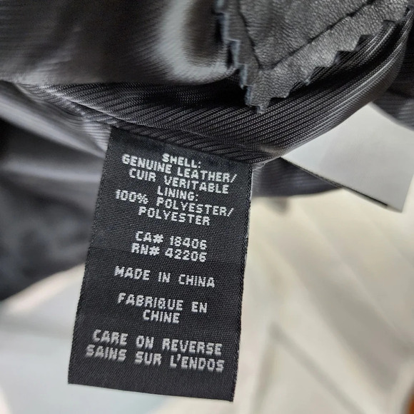 Vintage Leather Jacket Hip Length Double Zip Front  Black Size Large - Picture 13 of 16